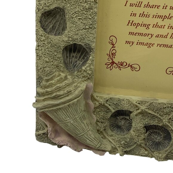 3D Seashell Ocean Photo Frame Sentimental Poem Vacation Memories Resin 7" x 5.5" - Picture 7 of 12